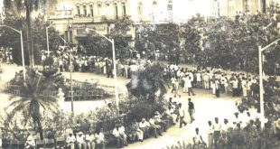 Desde horas tempranas del 5 de enero de 1959 el pueblo comenzó a concentrarse en el parque Serafín Sánchez y vías accesorias. 