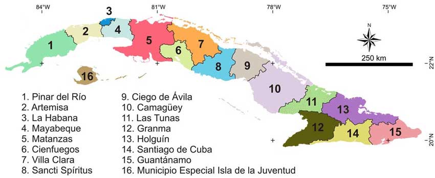 mapa politico cuba